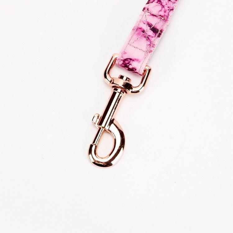 Luxury Design Printed Polyester Dog Collar with Custom Zinc Alloy Quick Release Buckle with Match Long Dog Rope Leash