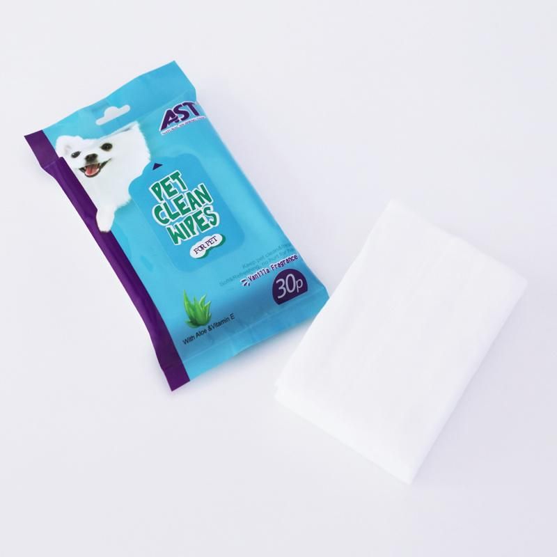 30PCS No Lid with Euro Hole Package Design Pet Cleaning Wet Wipes