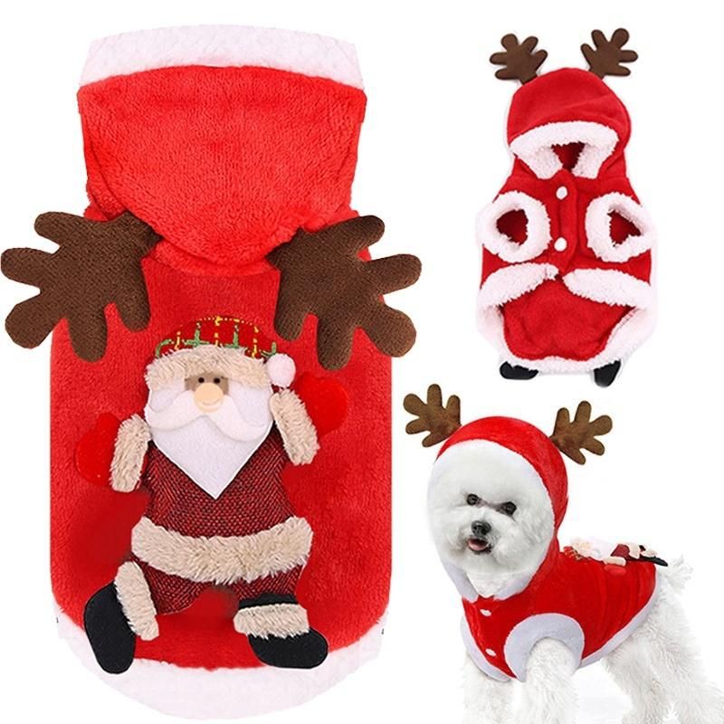 Dog Clothes Pet Dog Christmas Jacket Winter Warm Thick Cute Cartoon Small Dog Clothes