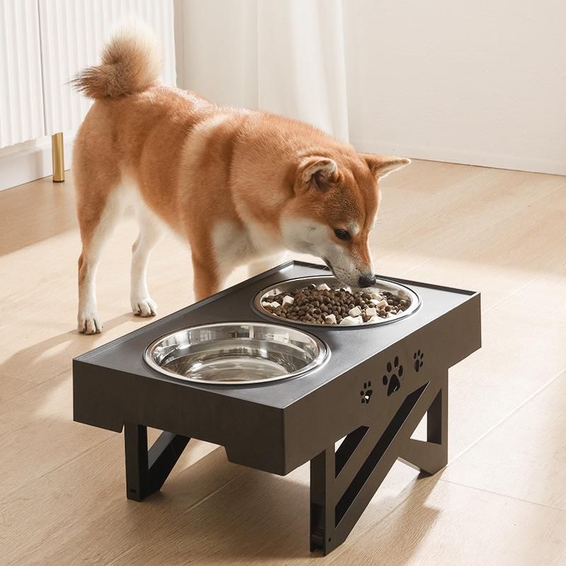 Custom Melanine Double Stainless Steel Pet Bowl AMP Elevated Feeder Pet Bowl Feeding Dog Water Pet Bowl