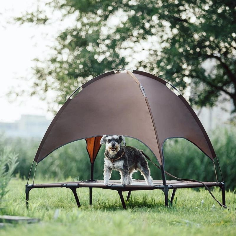 Amazon Hot Sale Pet Outdoor Products Raised Bed Sunshade Portable Dog Camping Bed Pet Tent with Canopy