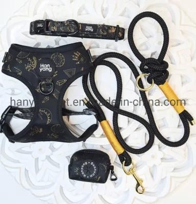 2022manufacturers Luxury Wholesale Reversible Adjustable Dog Collar Leash Dog Poop Bag Holder Custom Dog Harness Set