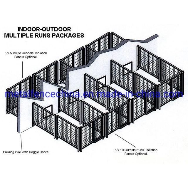 Black Powder Coated Indoor / Outdoor Dog Boarding Kennels.