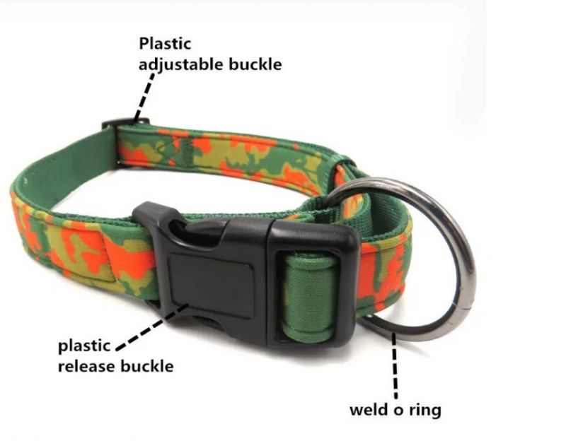 Custom Logo Design Pet Accessories Adjustable Wide Nylon Webbing Dog Collars