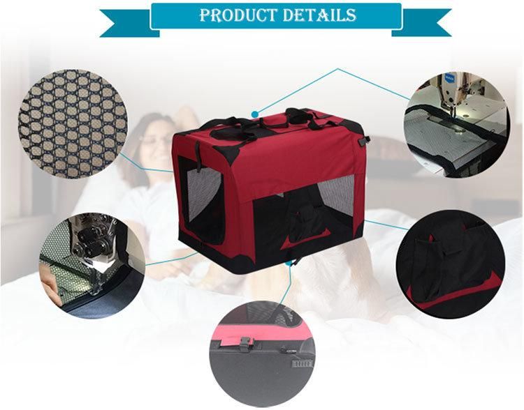 Collapsible Portable Pet Soft Crate Pet Product Wholesale Dog Transport Canvas Carrier Fabric Cage for Dog