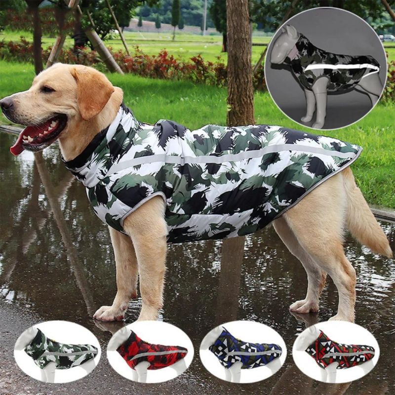 Blue Geometry Print Large Pet Coat Comfortable Warm Dog Clothes