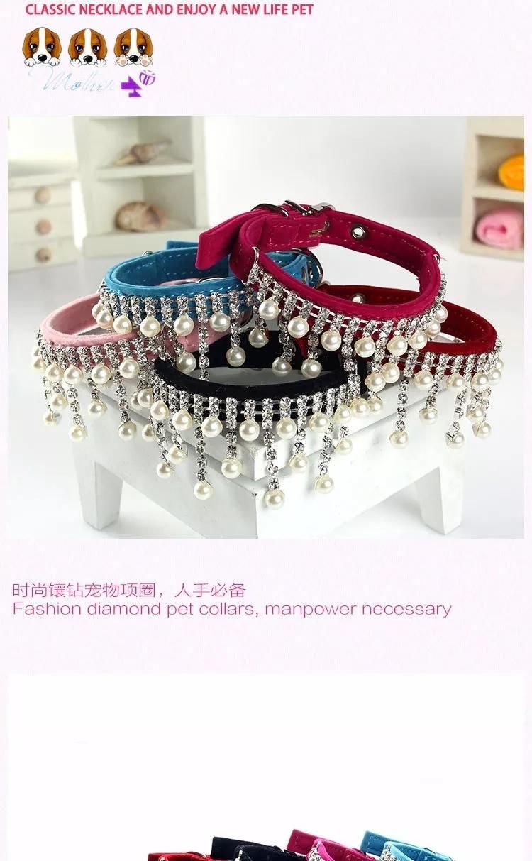 Wholesale Pet Supplies Diamond Pearl Dog Collar Diamante Cat Collar Accessories