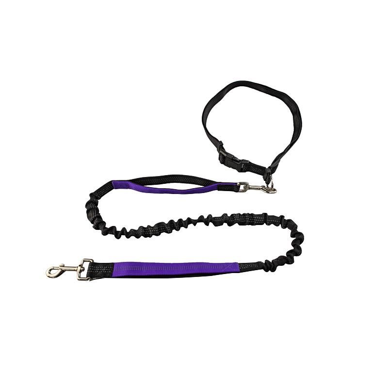 Hand Free Dog Leash with Adjustable Waist Bag Retractable Reflective Stitching Leash for Running Walking Hiking Jogging