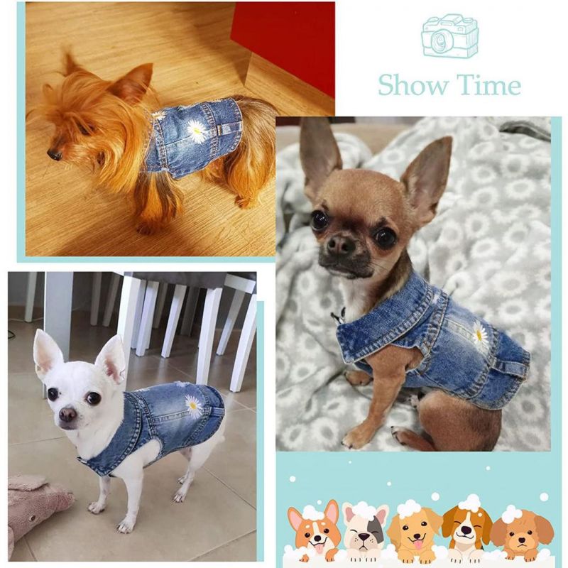 Pet Denim Clothes Dog Summer Cowboy Vest Daisy Shirt Jeasn Jacket