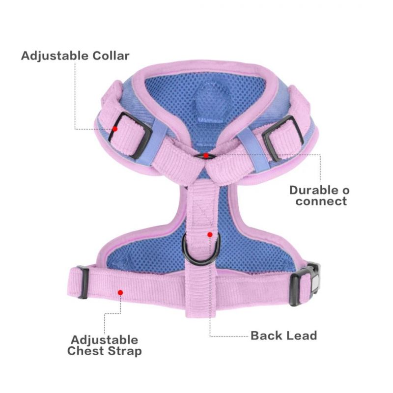 2022 New Design Dog Harness Manufacturer Adjustable Dog Harness and Leash Set Luxury Custom Corduroy Dog Harness