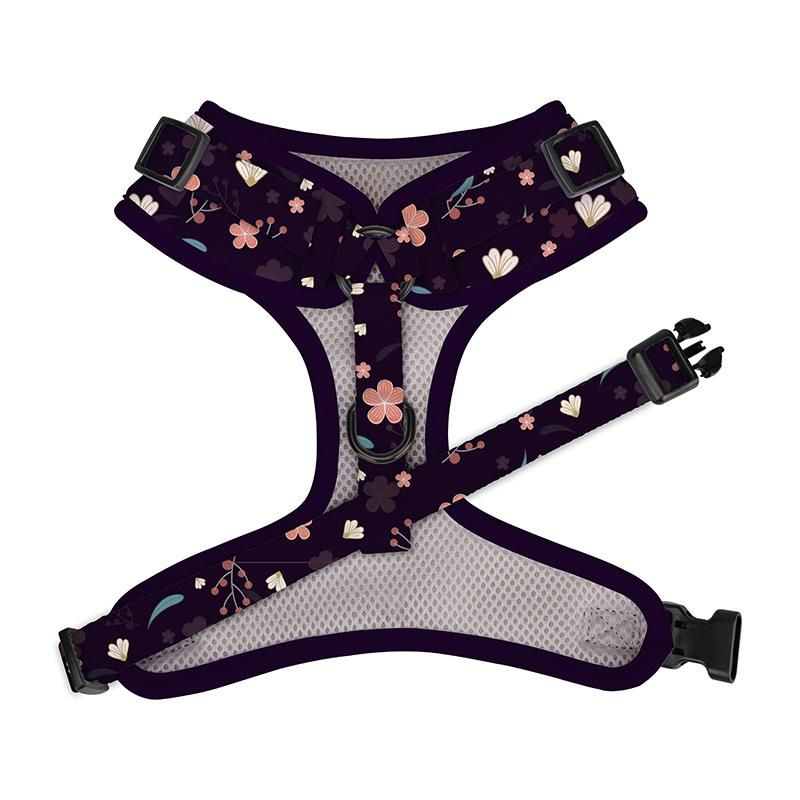 Custom Logo Dog Harness Vest Floral Neoprene Dog Harness and Leash Dog Harness Set Luxury