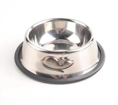 Pet Feeding Station Stainless Steel Pet Dog Food Water Bowl with Rubbe