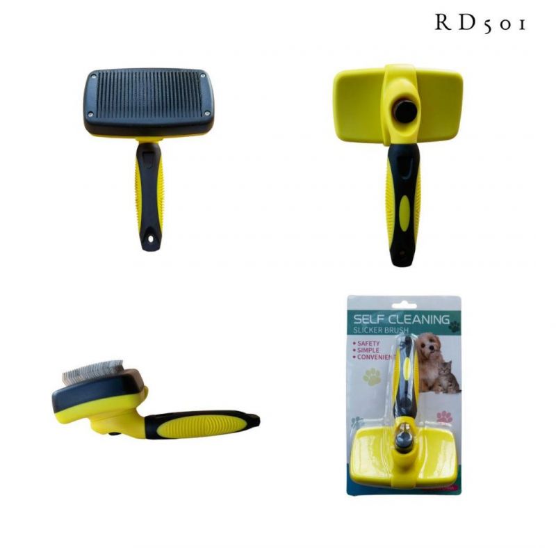 High Reputation Pet Groomer Grooming Hair Removal Self Cleaning Hair Pet Brush Yellow