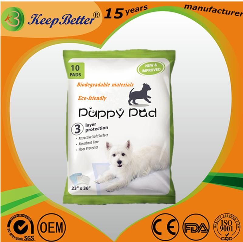 Biodegradable Pet Puppy Training Pad Made of Nonwoven and Pulp