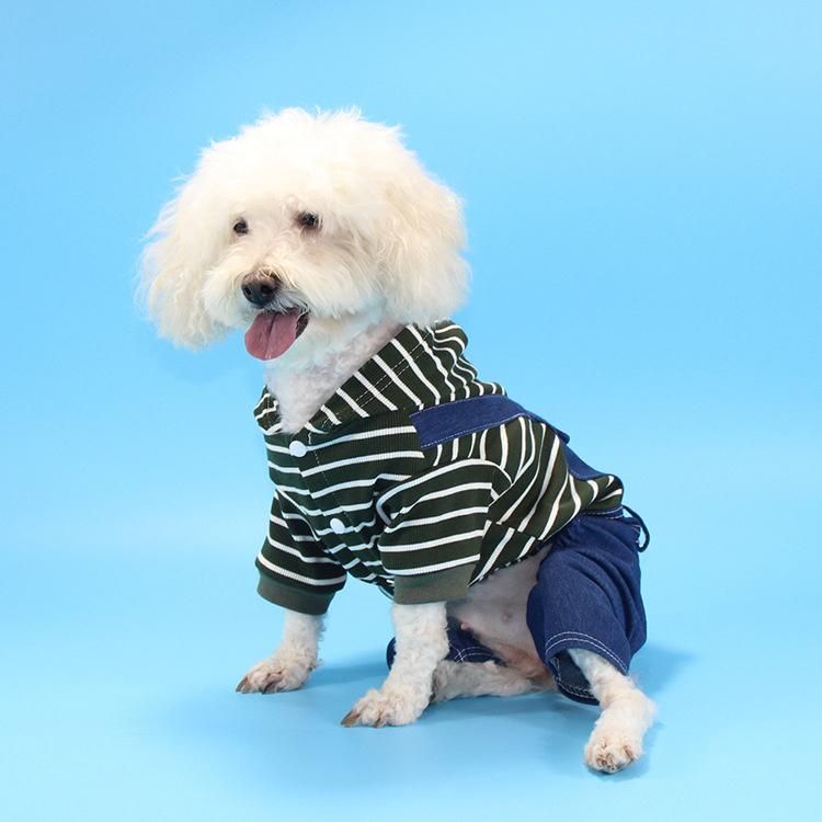 Pet Clothes Stripe Jeans Stripe Dog Four-Legged Suit