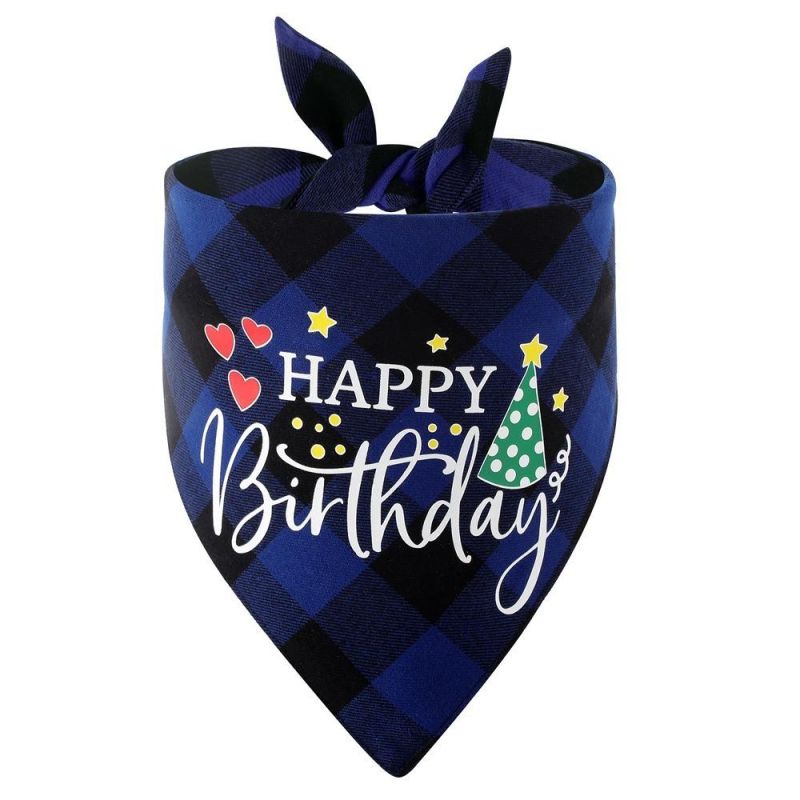 Plaid Triangle Logo Birthday Party Scarf Puppy Dog Bandana