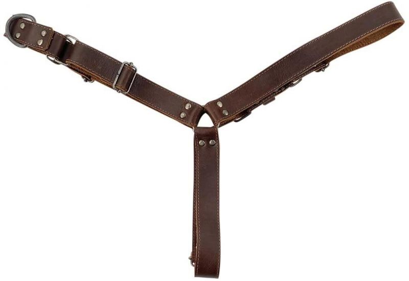 Comfortable Adjustable Full Grain Leather Dog Harness with Heavy Duty Metal and Handle for Large Dog Breeds