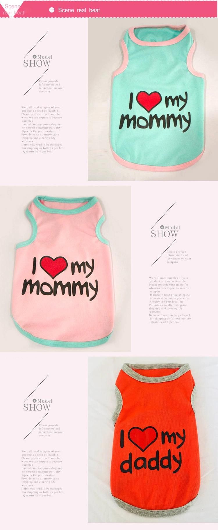 Wholesale Spring Summer Dog Clothing Pure Cotton Pet Dog Cats Vest for Large Medium and Small Dogs Clothes