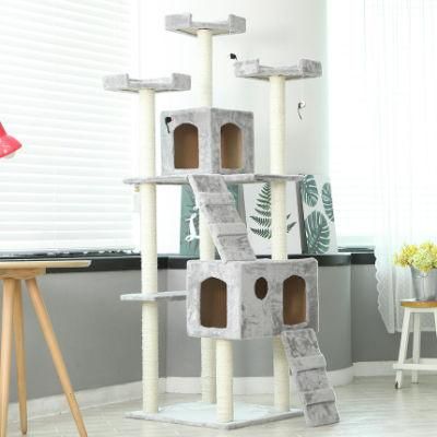 High Quality Large Wooden Cat Climbing Frame with Ball Pet Scratching House Scratch Climbing Tree Tower