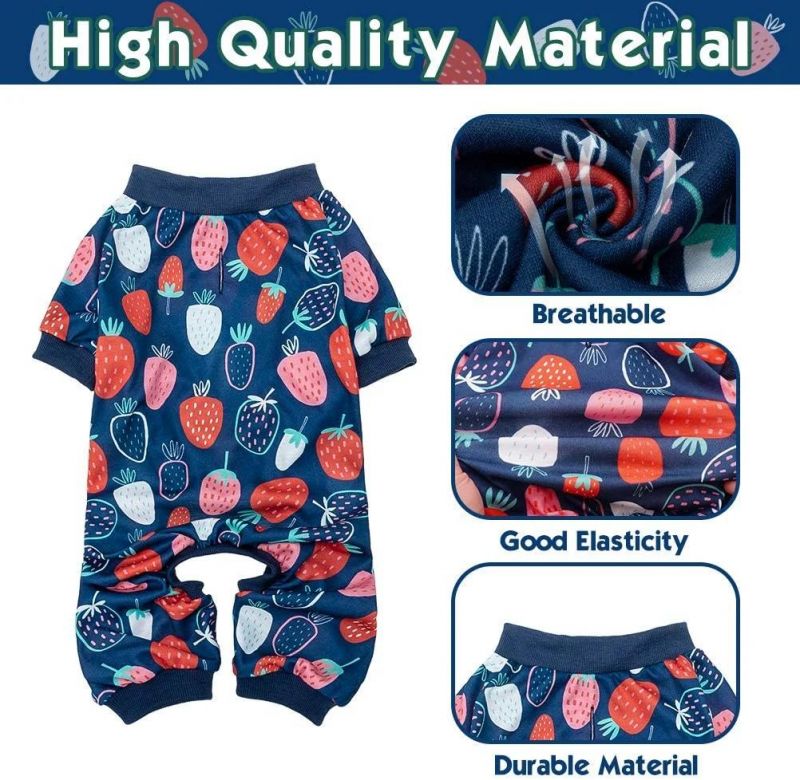 Soft Dog Pajamas Adorable Dog Apparel Jumpsuit Cute Pet Clothes with Fruit Pattern Fashionable Lightweight Puppy Jumpsuit Cotton