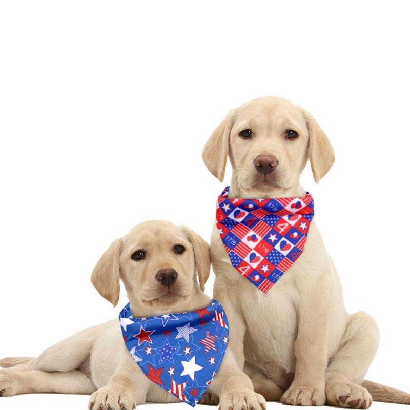 USA Flag Fourth of July Durable Pet Triangle Bibs Scarf Dog Bandana