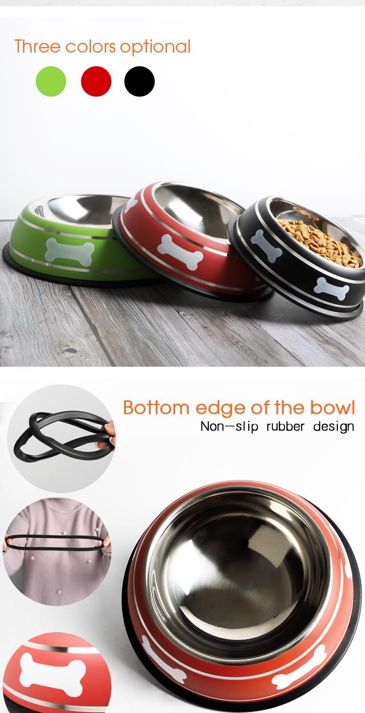 Stainless Steel Customizable Spray Paint Pet Bowl with Silicone Bottom Non-Slip Wholesale Durable Dog Bowl