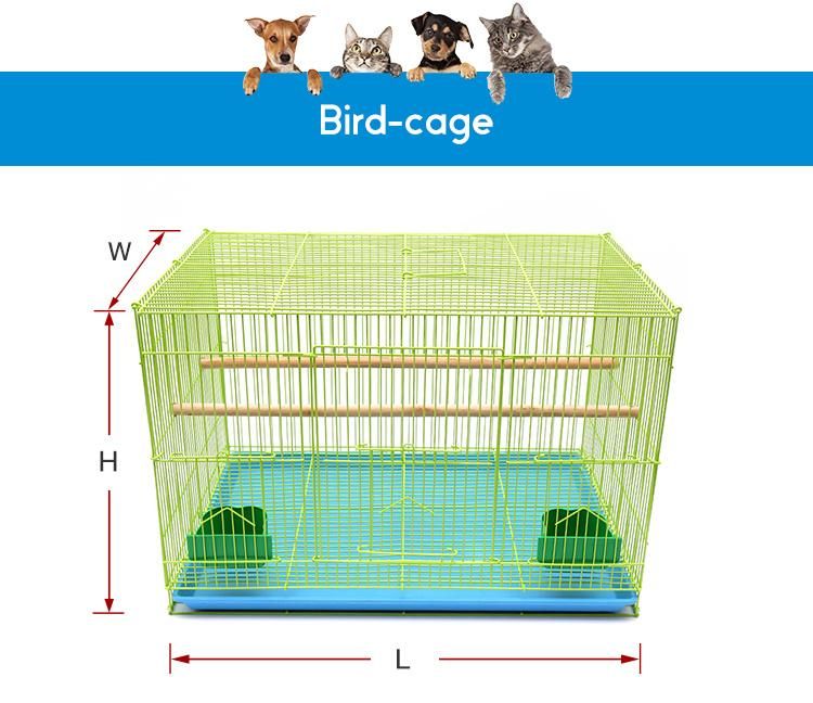 Customized Metal Large Bird Cages Portable Easy Carry Pet Transport Bird Cages Green Breeding Bird Cages with 2 Bowls