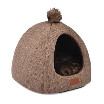 Worsted Fabric Long Fur Puppy Pet Bed Cat Cave House