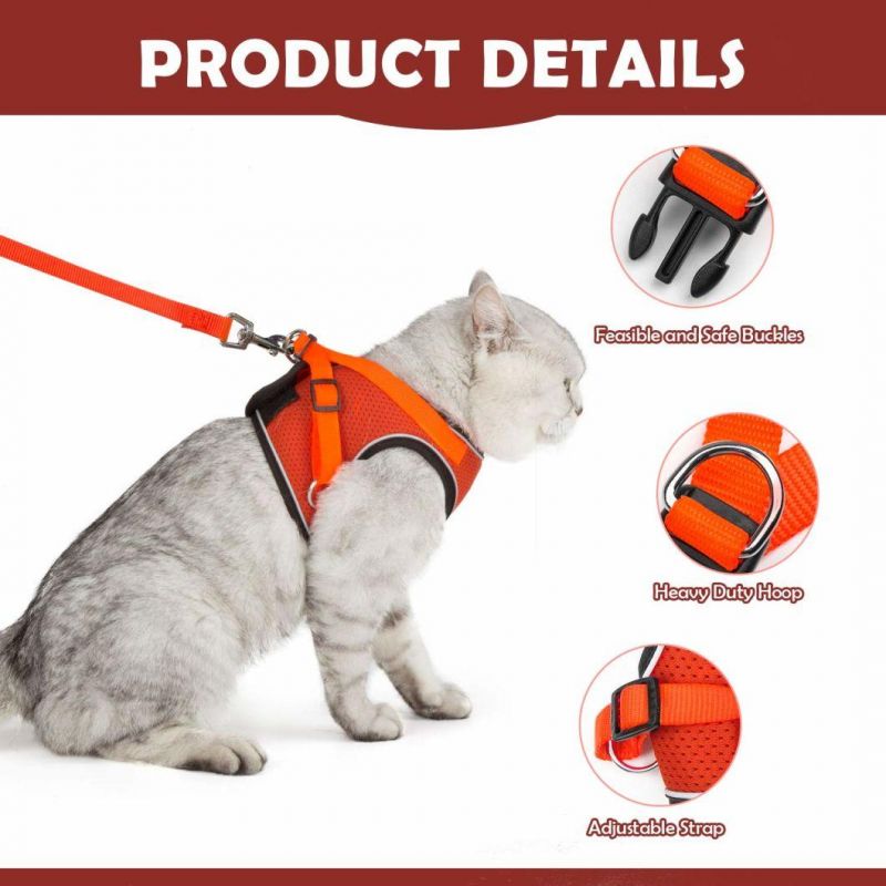 Cat Harness Escape Proof Small Cat and Dog Soft Mesh Vest Harnesses Adjustable Pet Harness with Leash Clip Reflective Strap Cat Walking Jacket