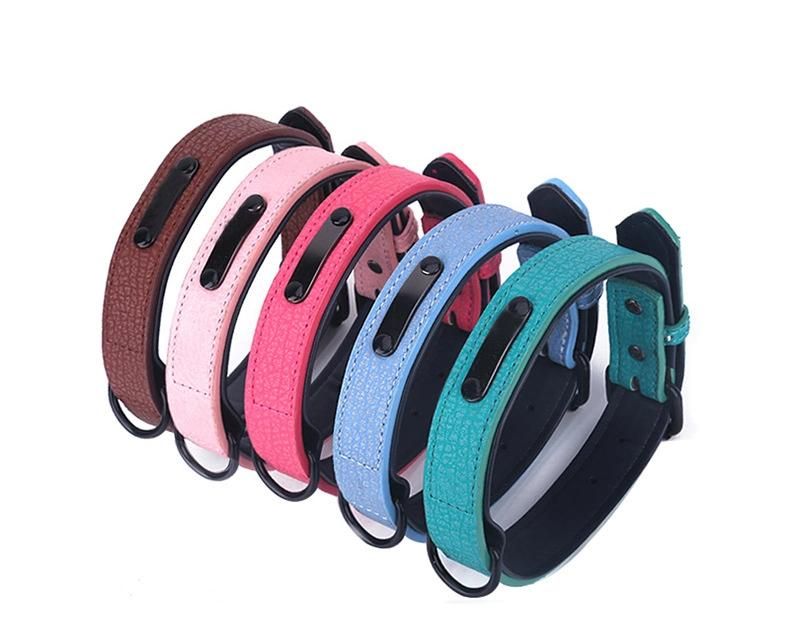 New Christmas PU Personalized, Printed Puppy Quick Release Nameplate Dog Collar//