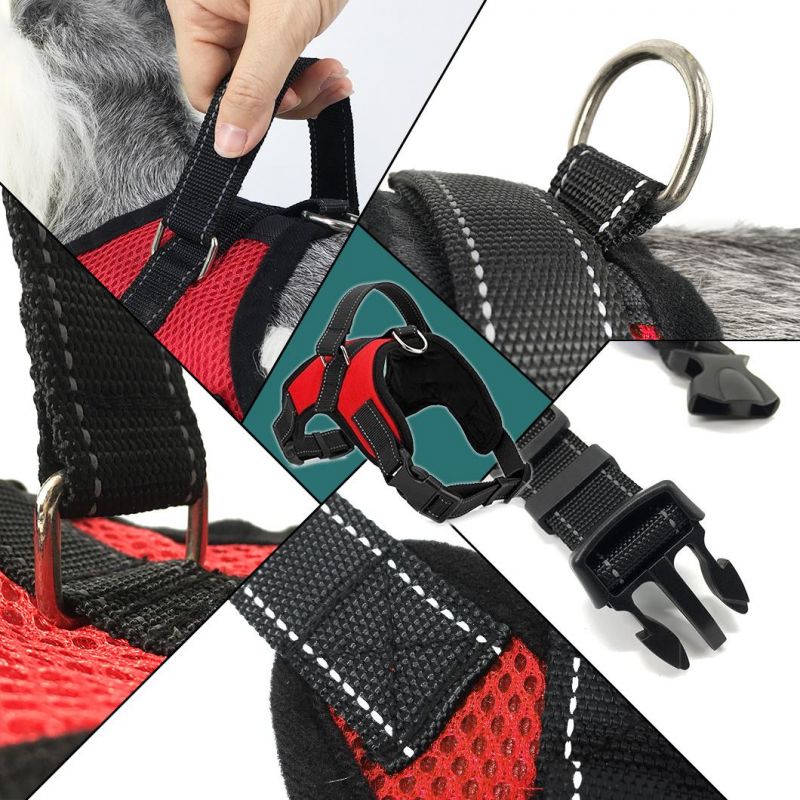 No Pull Reflective Adjustable Soft Padded 2 Leash Clips Easy Control Handle Dog Harness