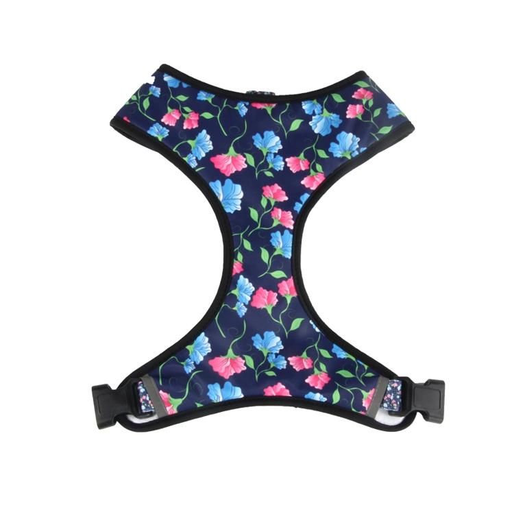 Hot Selling Cute Reversible Dog Harness Walking Halter, New Custom Printed Sport Dog Harness Set with Pet Collar Leash