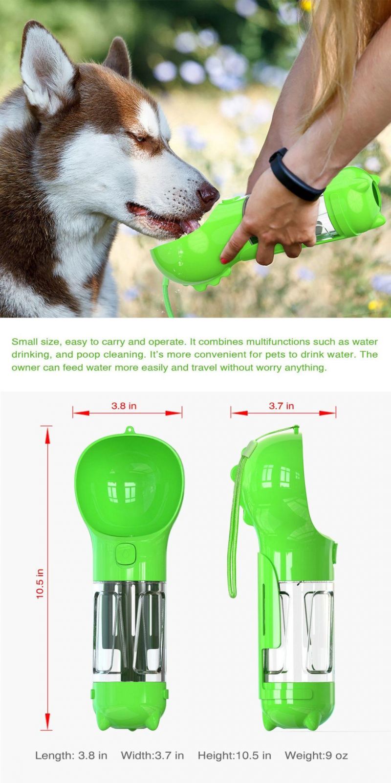 New Design Iron Plastic Cups Leak Proof Dog Portable Travel Pet Water Bottle
