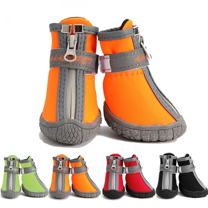 4PCS/Set Winter Pet Dog Shoes Warm Snow Boots Waterproof