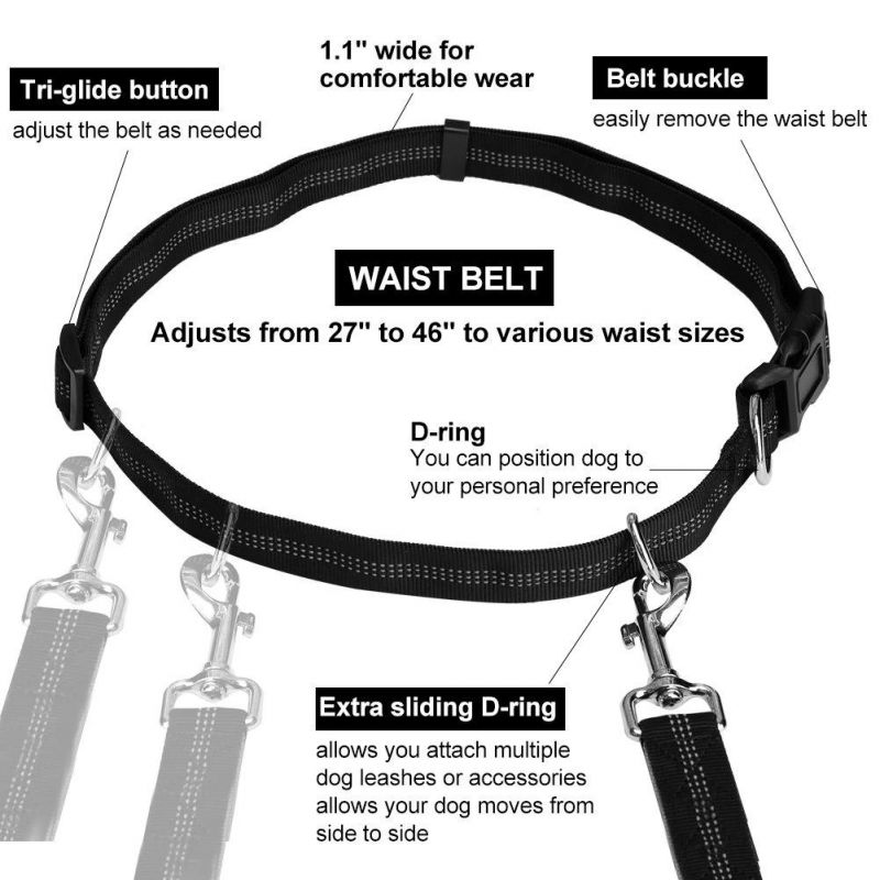 Adjustable Waist Belt Dog Leash for All Pets