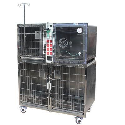 Factory Price Stainless Steel Veterinary Cage in Animal Clinic Inpatient Oxygen Chamber Cage