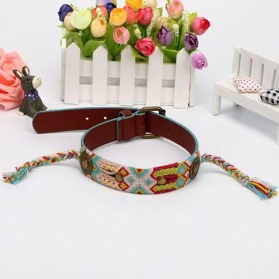 Hot Sale Tassel Gold Hardware Genuine Leather Dog Leash and Collar