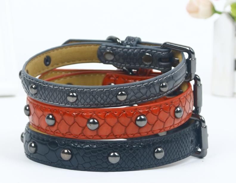 Luxury PU Leather Pet Collar Custom Colors Softly Padded Waterproof Classic Vegan Genuine Leather Dog Collar