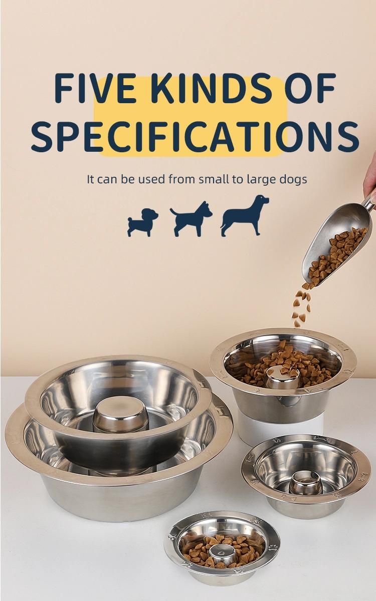 Slow Food Dog Feeder Bowls Stainless Steel Pet Bowls Preventing Choking and Stopping Bloat Eco-Friendly Stainless Feeding Bowl