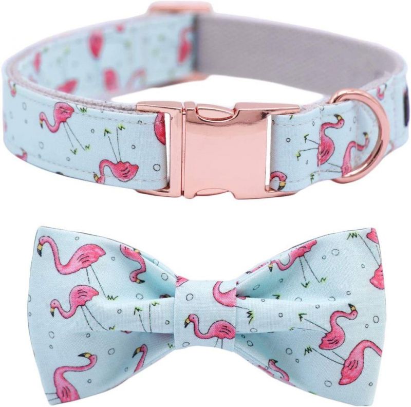 Custom Pattern Adjustable Dog Collar with Bow Tie 