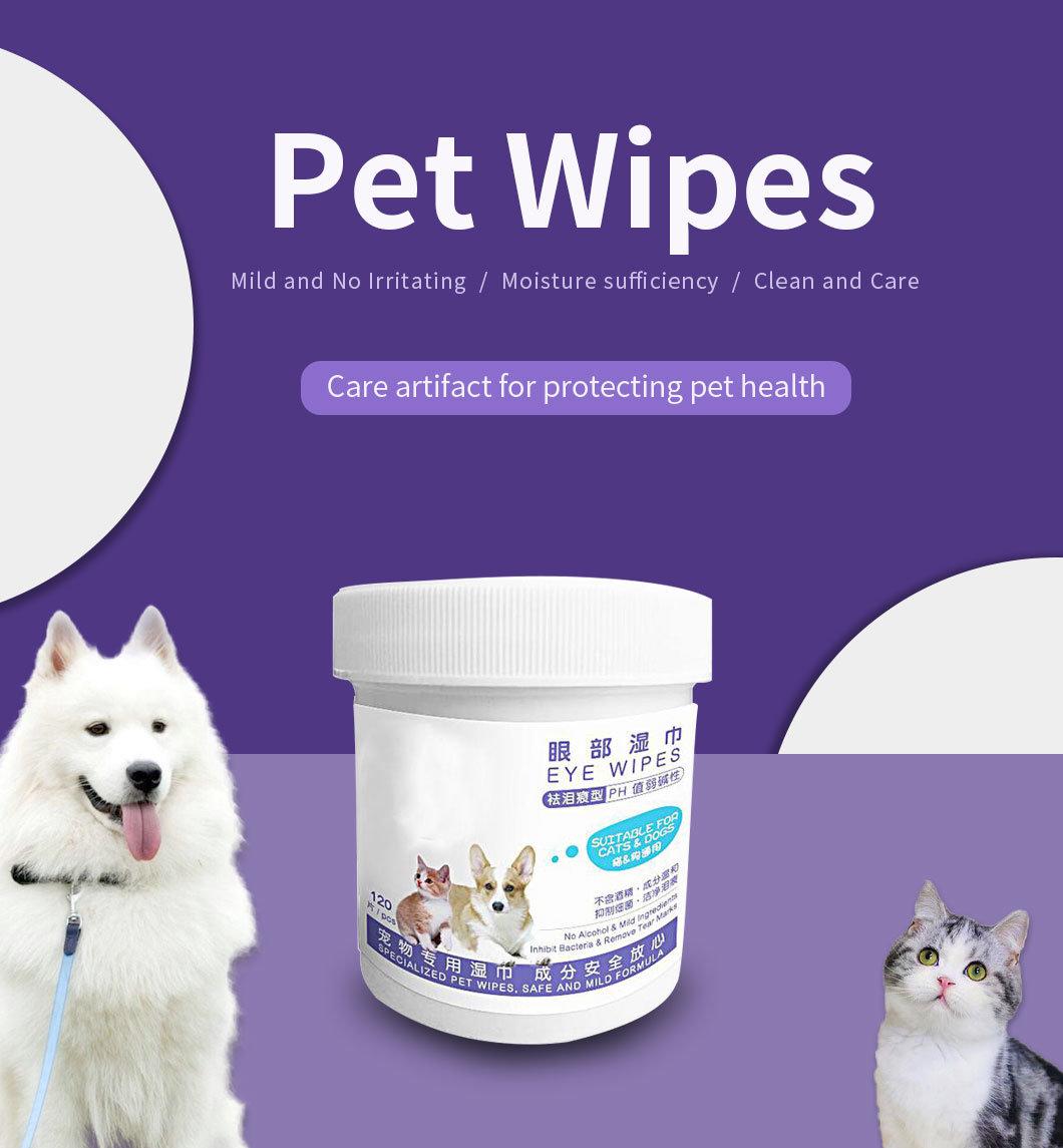 OEM Customized Soft Pet Wet Tissue Wipes Tear Eye Cleaning Pad for Dog Cat