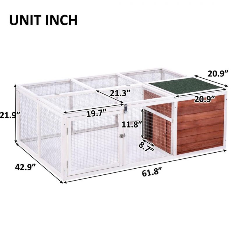 61.8 Inches Bird Playpen Pet House Small Animal with Enclosed Run for Outdoor Garden Backyard