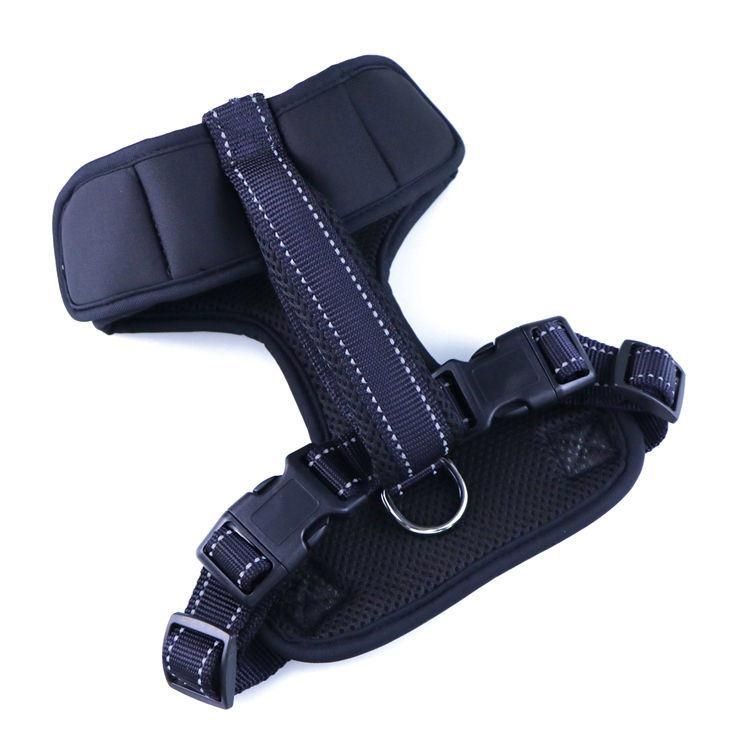 Wholesale Adjustable Personalized Reflective Black Big Dog Harness