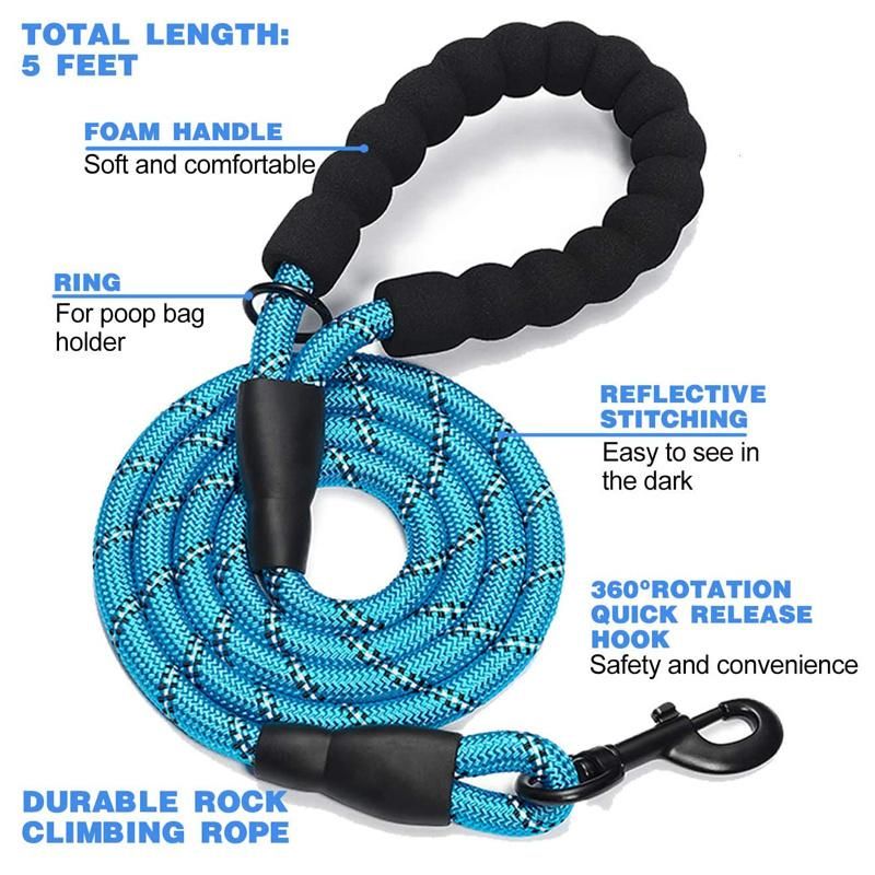 Neoprene Padded Comfortable Reflective Adjustable Nylon Dog Collar and Leash