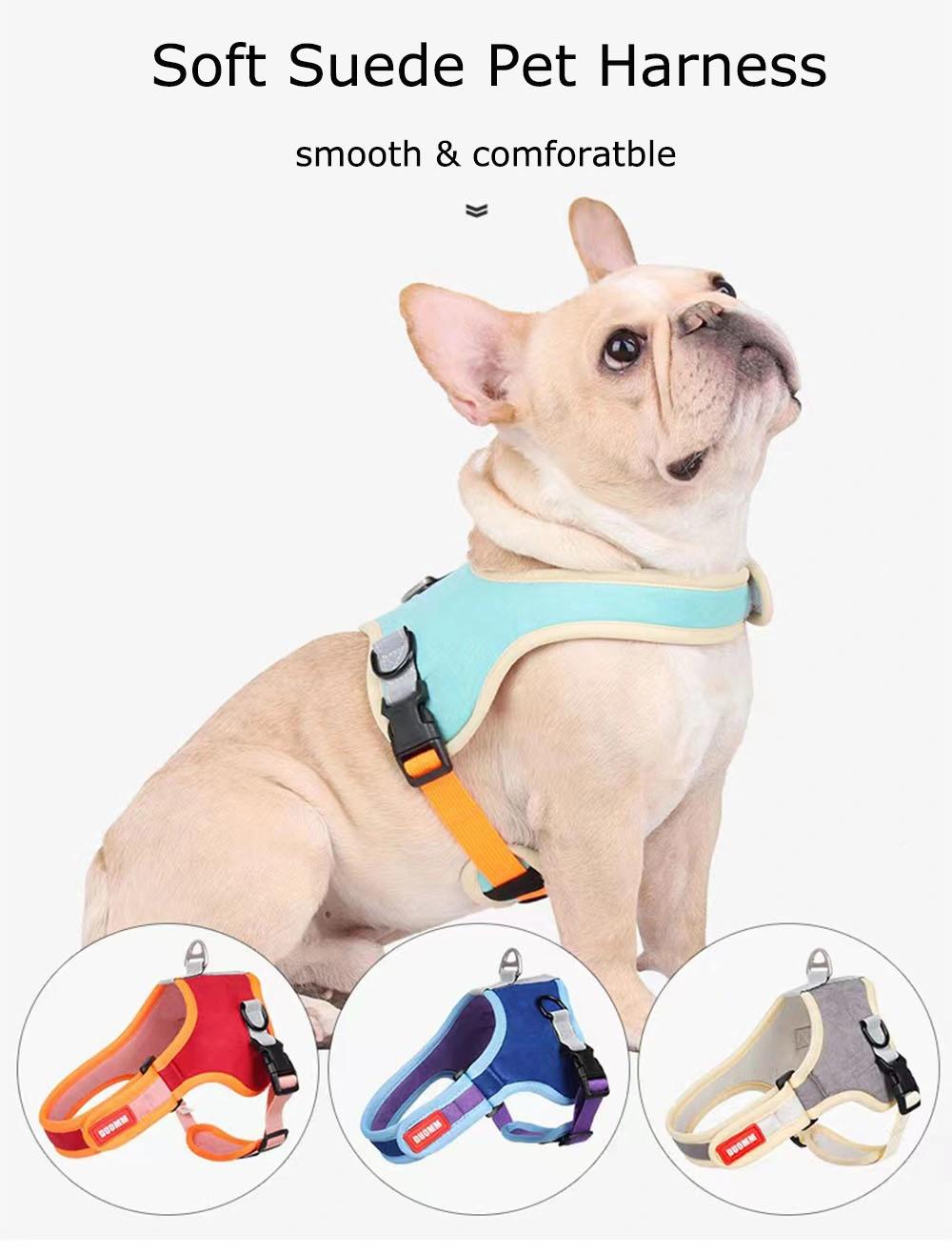 Soft Dog Harness Comfortable Suede Pet Harness with Leash Set