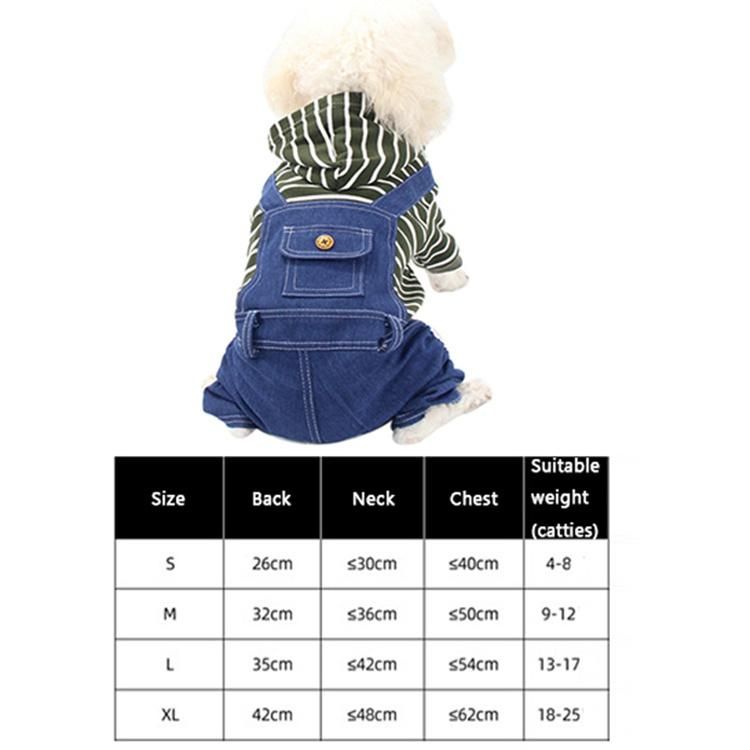 Pet Clothes Stripe Jeans Stripe Dog Four-Legged Suit