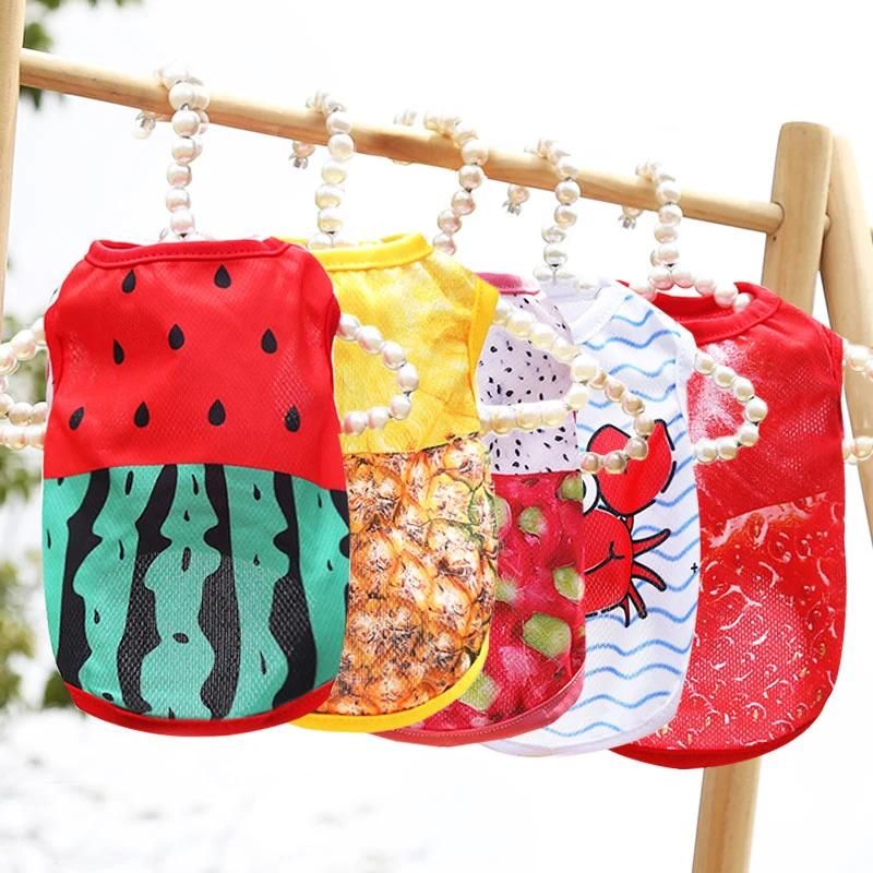 Dog Clothes Cat Pet Clothes Supplies Spring Summer Cat Pet Clothes Supplies Spring Summer Fruit Mesh Vest Light and Breathable