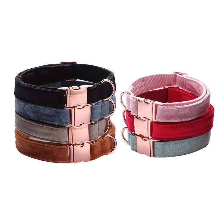 Wholesale New Design Durable Velvet Pet Dog Collar, Soft Comfortable Velvet Adjustable Dog Collar