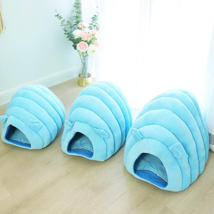 Plush Sheep Shape Cave House Bed with Pad for Kitty Dog Pet Puppy Pet Bed Pet Products Nest