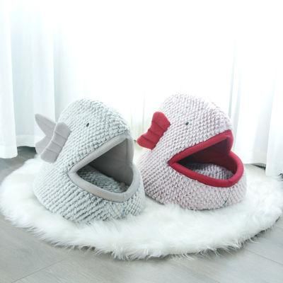 Fish Shaped Semi-Closed Soft Pet Cat Bed Pet Products